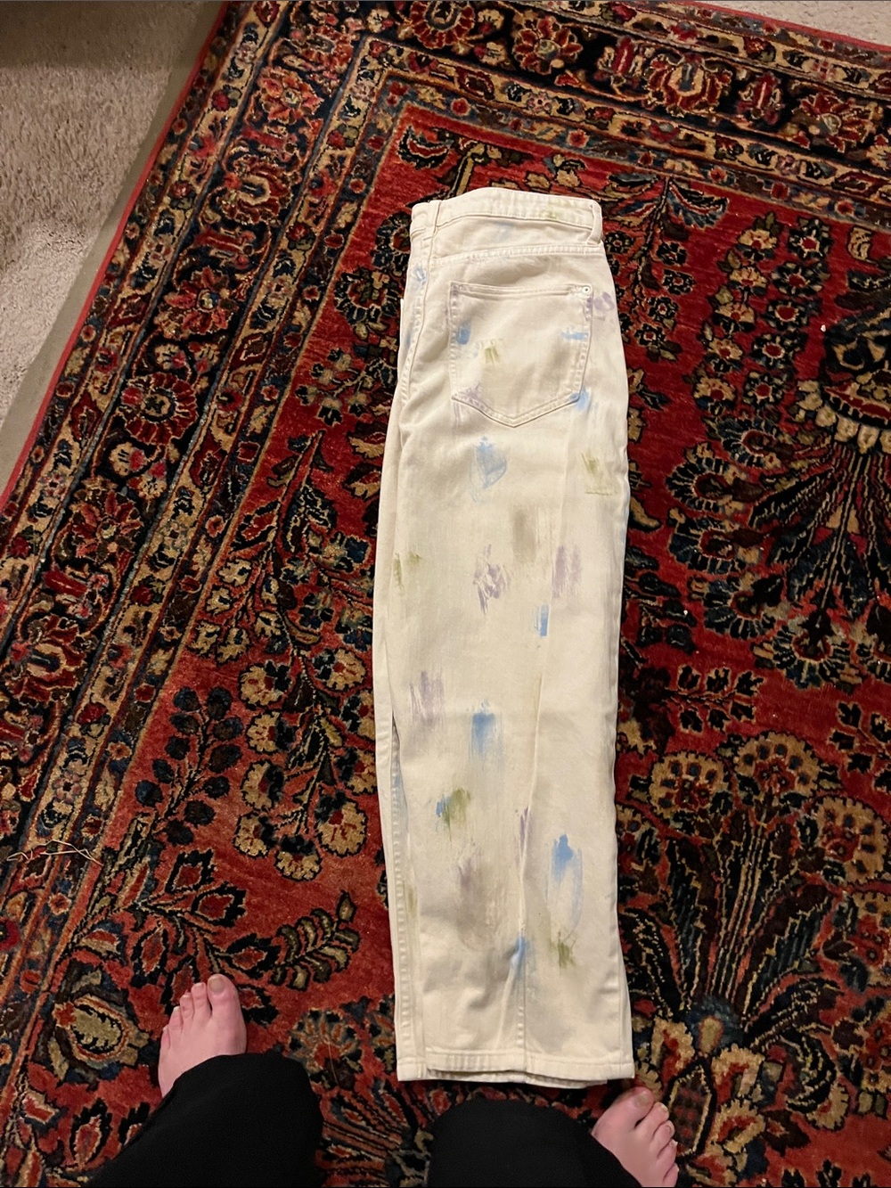 Pilcro White Relaxed Jeans with Pastel Paint-Splash Details - Picture 4 of 4